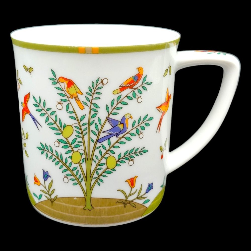 Noritake Birds in Trees Coffee Mug - 12oz Bright Colorful Porcelain Japan HTF